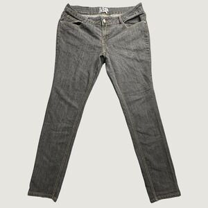 AKDMKS Jeans Womens 16 Gray Straight Leg Embroidered Back Pocket Stretch Denim